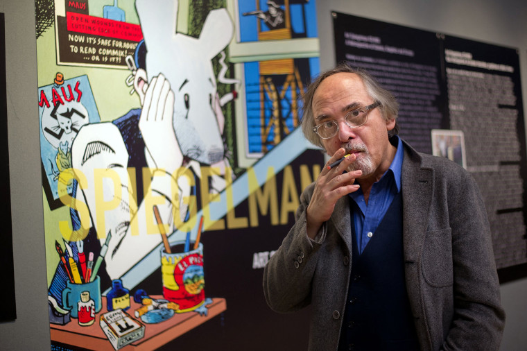 Image: Comic book artist Art Spiegelman prior to the private viewing of his exhibition 'Co-Mix'  in Paris on March 20, 2012.