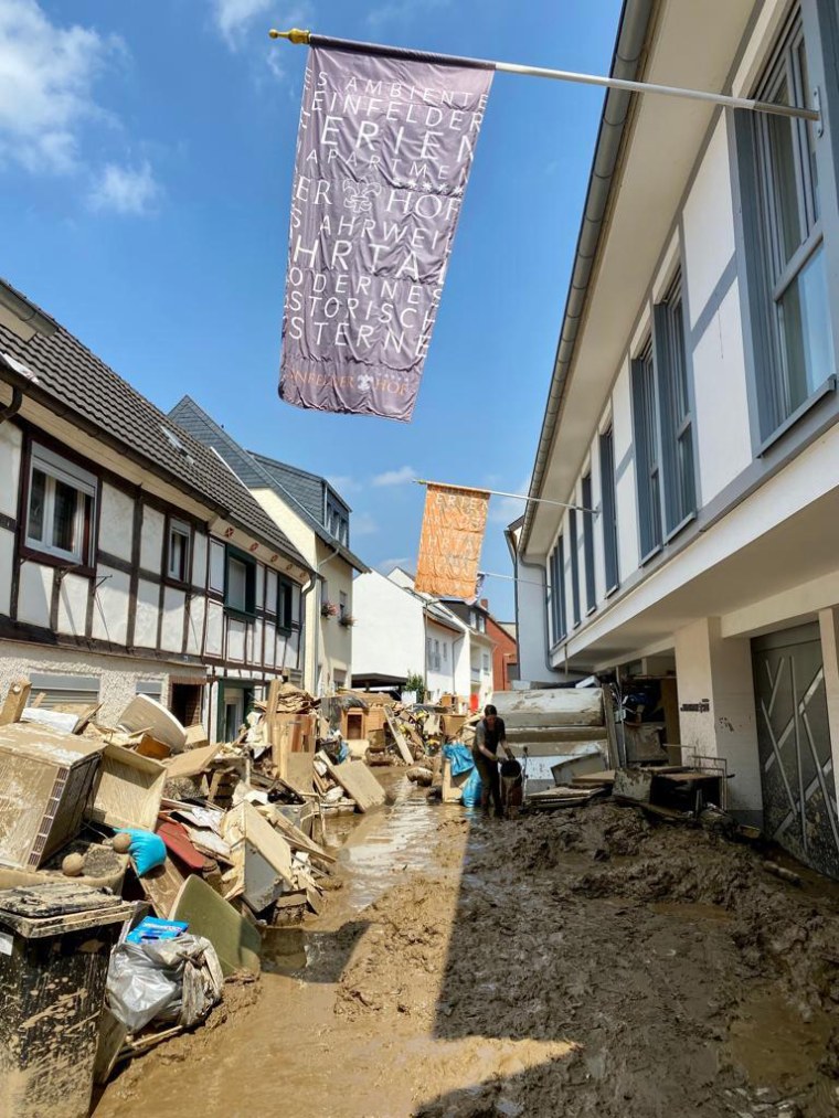 Image: Norbert Koll's vacation apartment rental business in Ahrweiler days after the July 2021 floods in Germany.