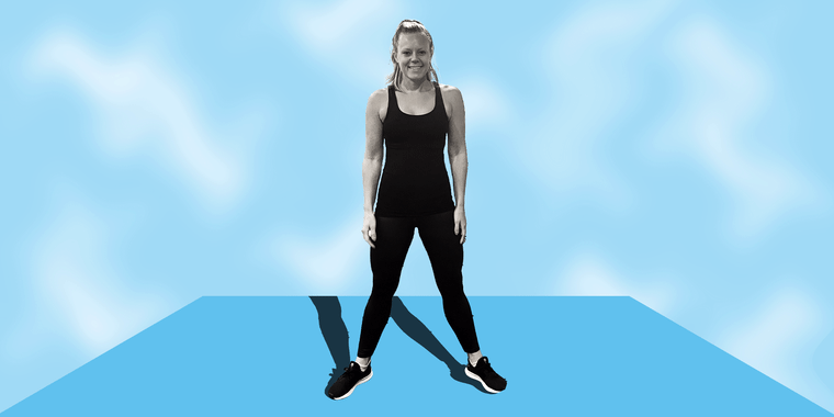Jasmine Parent's workouts on Freeplay feature a mix of body-weight strength and dumbbell work.