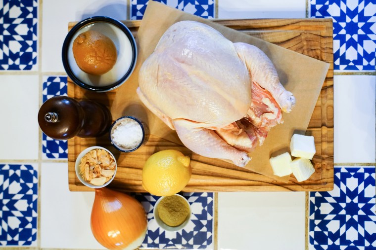 The ingredients for Harris' roast chicken are few and simple.