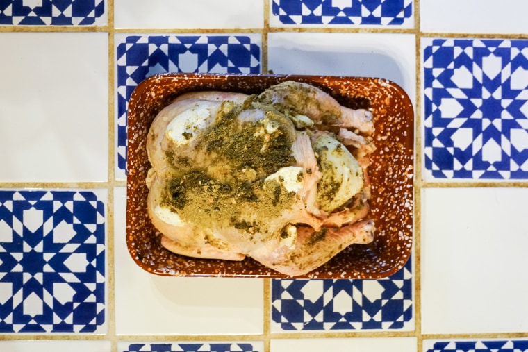 Harris' chicken, ready for the oven.