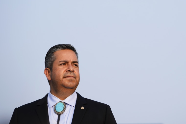 Sen. Ben Ray Lujan, D-N.M., attends a climate change rally on Sept. 13, 2021, in Washington.