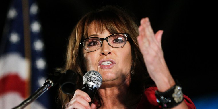 Image: Sarah Palin speaking at a rally.