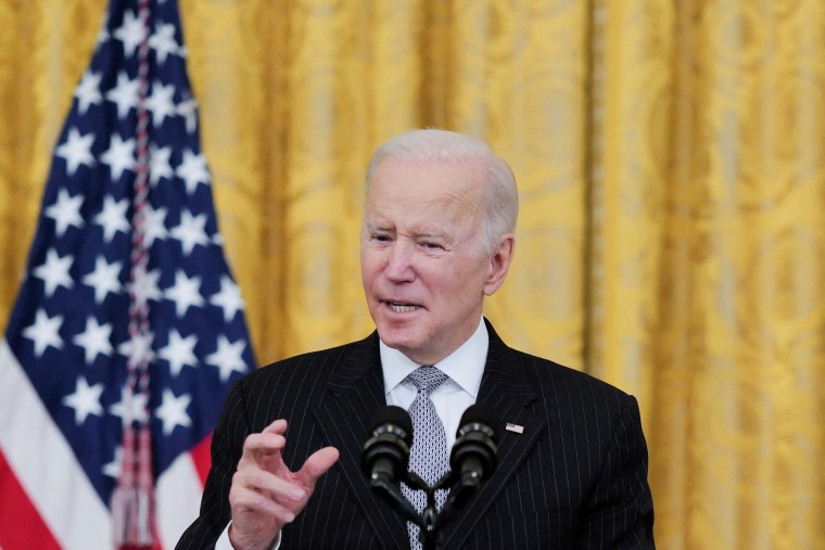 President Joe Biden speaks at the White House on Feb. 2, 2022.