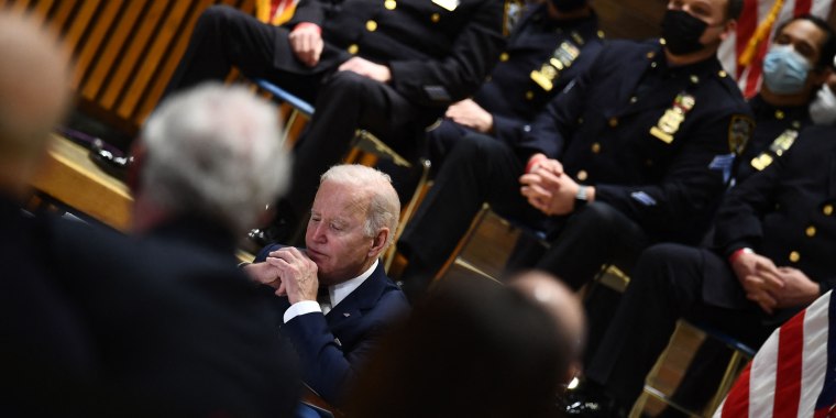 Image: Joe Biden at the NYPD Headquarters in New York.