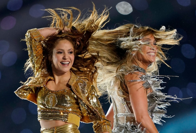 The Super Bowl LIV Halftime Show took place on February 2, 2020, at Hard Rock Stadium in Miami Gardens, Florida. The show was co-headlined by Shakira and Jennifer Lopez, and included guest appearances by Bad Bunny, J Balvin, and Jennifer Lopez's daughter Emme Mu?iz.Jimmy. The show attracted 103 million viewers.

Oh, the game?  The Kansas City Chiefs defeated The San Francisco 49ers, 31-20.