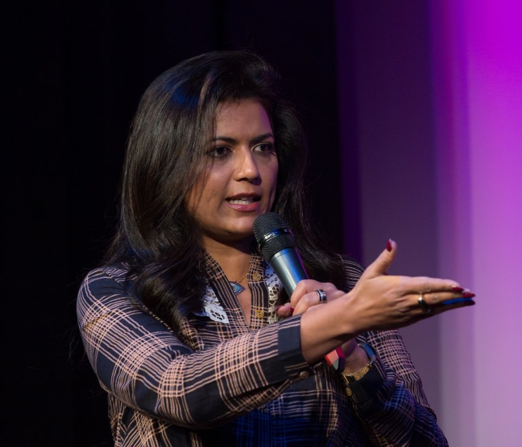Comedian Mona Shaikh during a live standup routine.