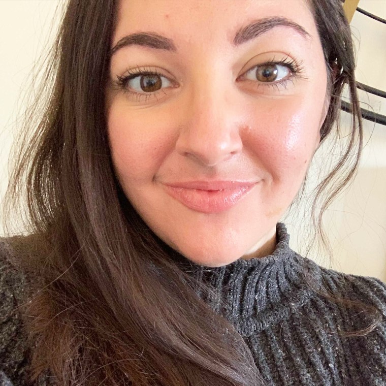 Senior SEO Editor Jess Bender's skin is glowing after using the Milk Makeup Lip + Cheek Cream Blush