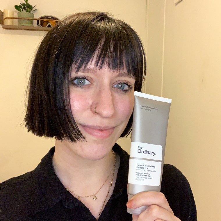 Editorial Assistant Dani Musacchio with her favorite empty: The Ordinary Natural Moisturizing Factors + HA moisturizer.
