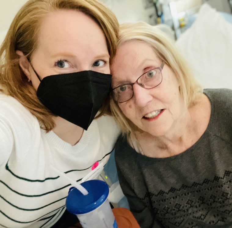 Jennifer Folsom with her mom. In November, Folsom's mom, who was her father's full-time caregiver, had a stroke.