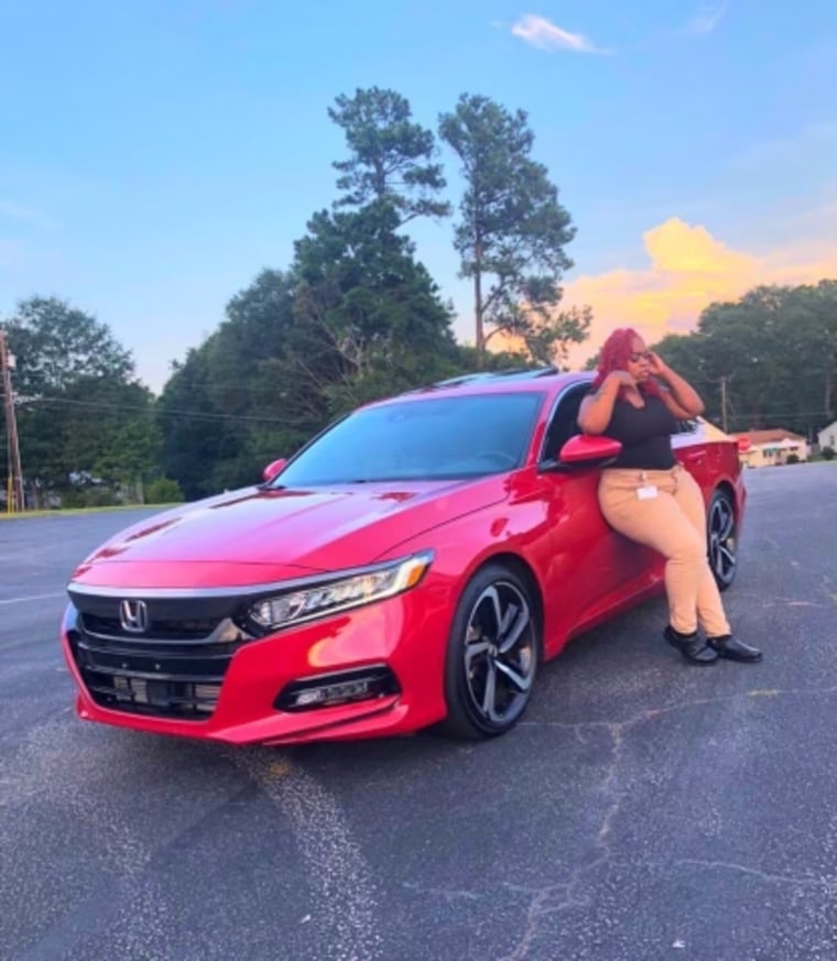 Alexis Ware with her red Honda Accord