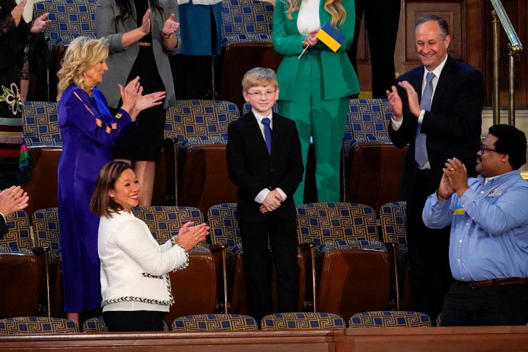 Image: Joshua Davis stands for applause at the State of the Union.