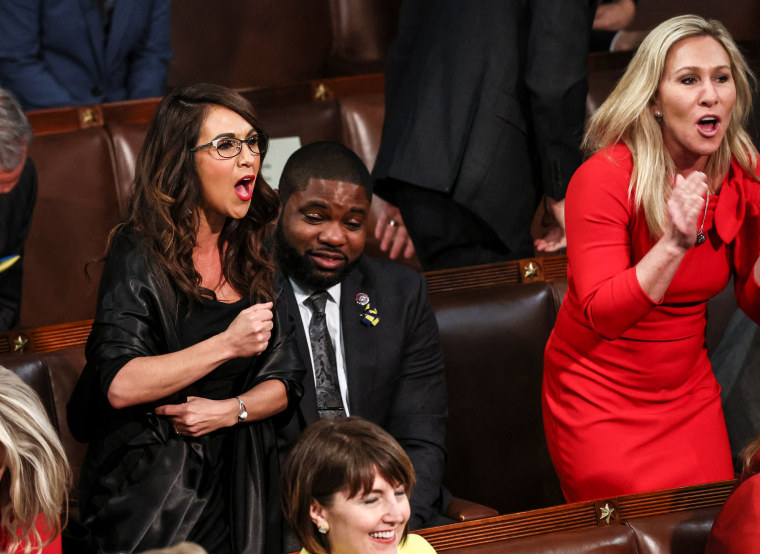 Image: Reps Lauren Boebert and Marjorie Taylor Greene 