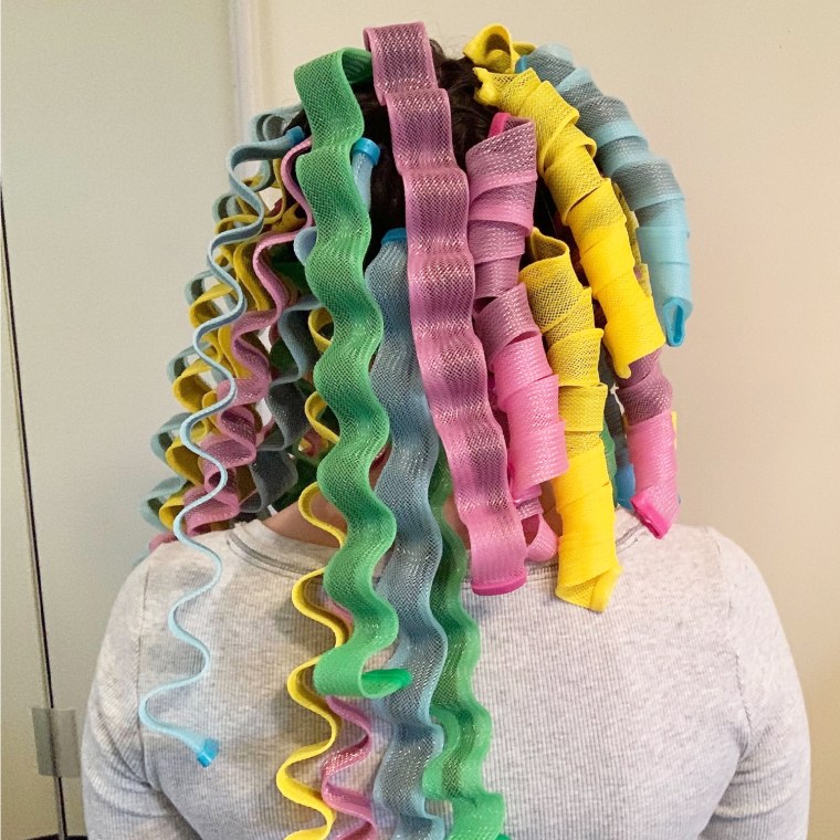 Associate editor Danielle Murphy wearing the TikTok hair curlers