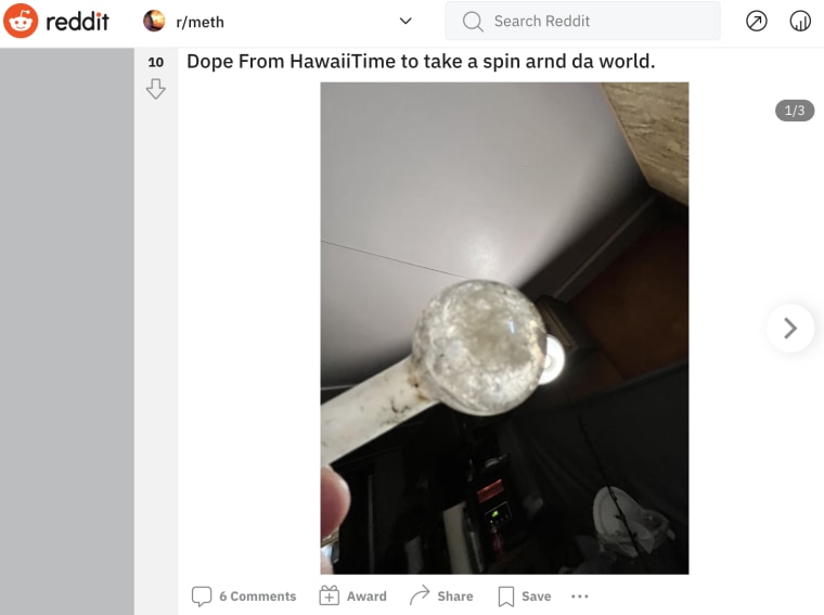 Screengrab showing a pipe with meth from Hawaii.