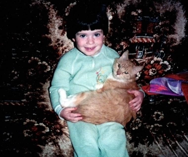 Megan McDonald with her cat, Pumpkin