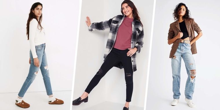 Express | Mid Rise 4-Way Hyper Stretch Medium Wash Ripped Skinny Jeans in  Medium | Express Style Trial