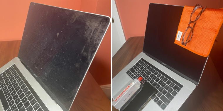 Shop TODAY contributor Abigail Barr using the Whoosh! Screen Cleaning Kit on her laptop