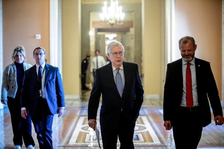 Image: U.S. Senate Minority Leader McConnell walks to the Senate Chamber on Capitol Hill, in Washington