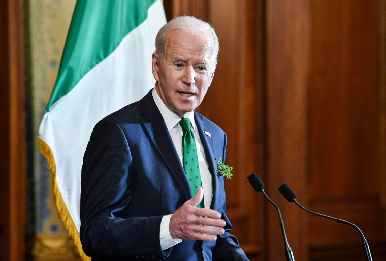 Image: President Joe Biden speaks during the annual St. Patrick's Day luncheon on Capitol Hill March 17, 2022.
