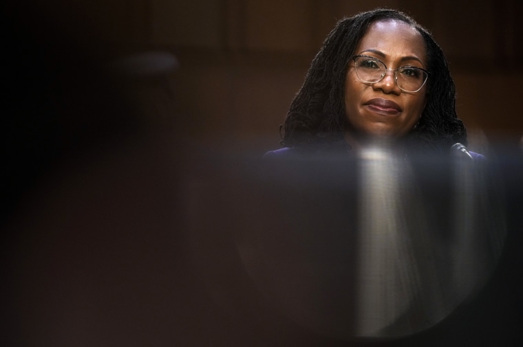 Image: Supreme Court nominee Judge Ketanji Brown Jackson at her confirmation hearing on Capitol Hill on March 21, 2022.