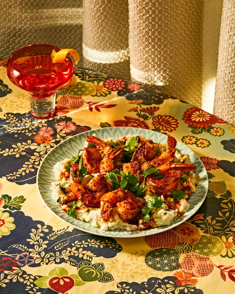 Eric Kim's Gochugaru Shrimp and Seaweed Grits from "Korean American."