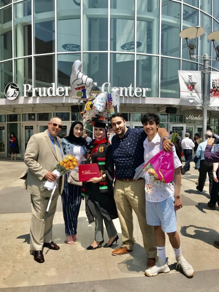 Dina Ayman at her graduation from NJIT, with her dad Ayman Elmotaleb, sister Sandy Abdelmoteleb and brothers Mohamed Abdelmotaleb Amr Abdelmotaleb.
