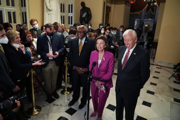 Image: House Majority Whip Jim Clyburn, Speaker of the House Nancy Pelosi, and House Majority Leader Steny Hoyer