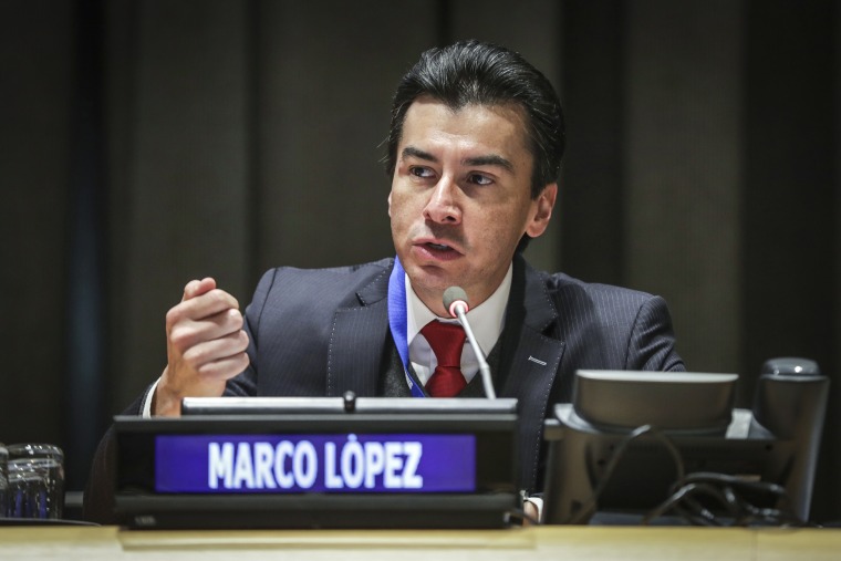 Marco Lopez speaks during the 2017 Latino Impact Summit Meetings at the UN in New York on Dec. 1, 2017.