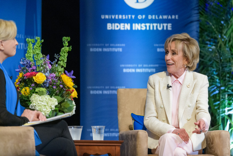 Mika Brzezinski interviewing Valerie Biden Owens about her memoir \"Growing Up Biden\"