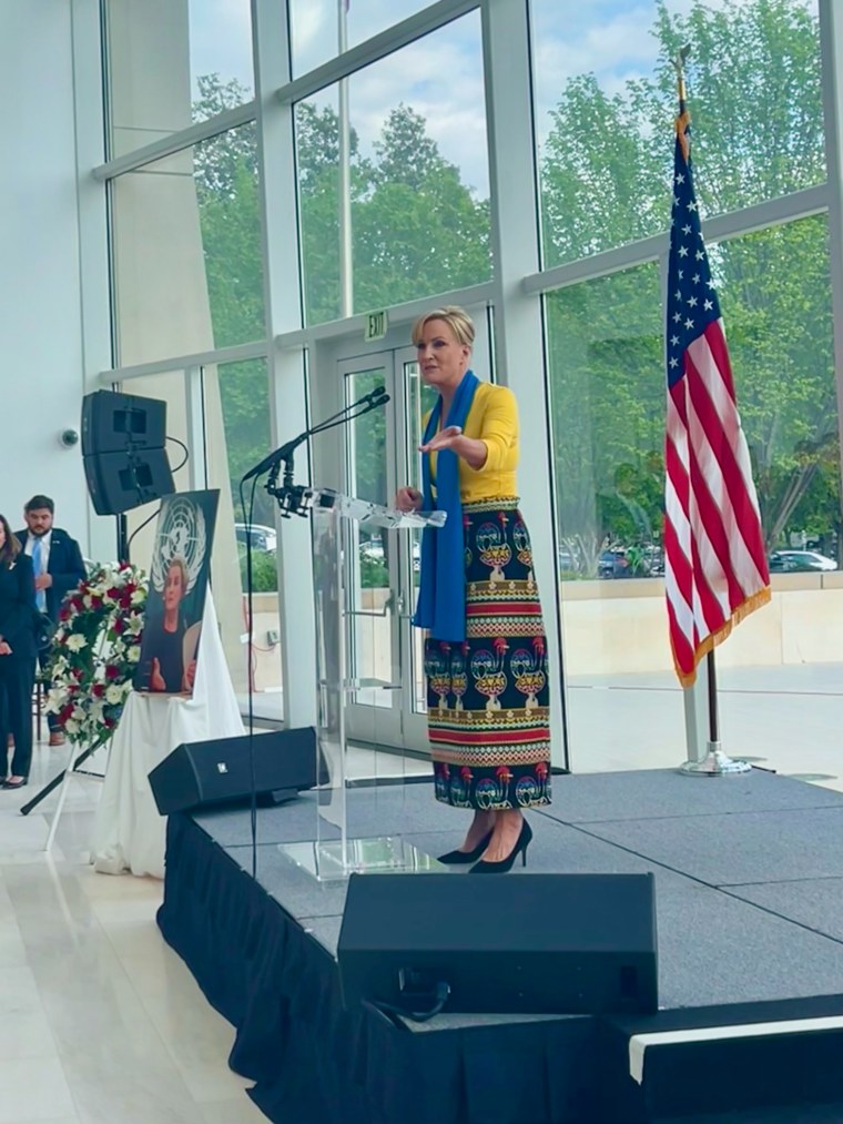 Mika Brzezinski speaks at a private reception honoring Albright on Wednesday at the United States Institute of Peace in Washington D.C.