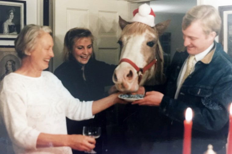 Image: Mika Brzezinski, second left, with her mother Emilie, brother Ian and Strawberry the horse.