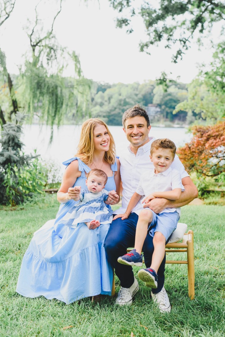 Caissie Levy with her husband David Reiser and their children Izaiah and Talulah.