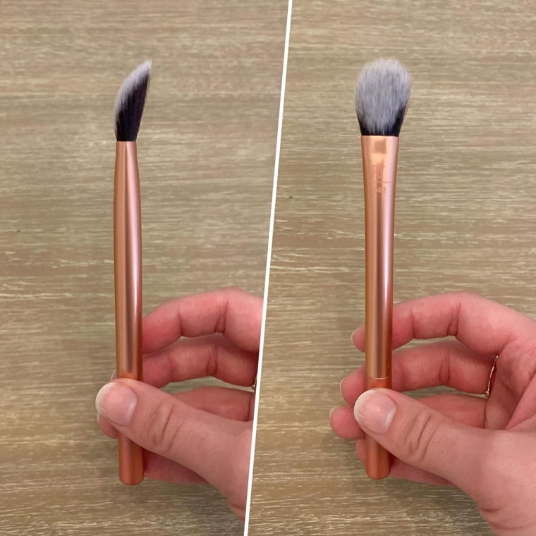 Split image of two different views of the concealer brush