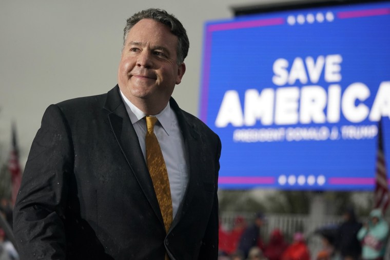 Rep. Alex Mooney, Republican candidate in West Virginia's 2nd Congressional District, attends a "Save America" rally in Greensburg, Pa, on May 6, 2022.