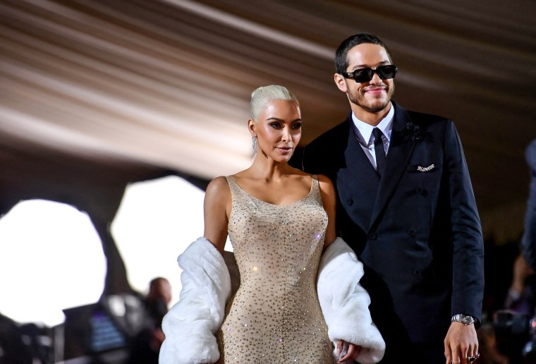 Image: Kim Kardashian and Pete Davidson arrive for the 2022 Met Gala at the Metropolitan Museum of Art on May 2, 2022, in New York.