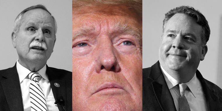 Photo triptych with David McKinley, Donald Trump and Alex Mooney.