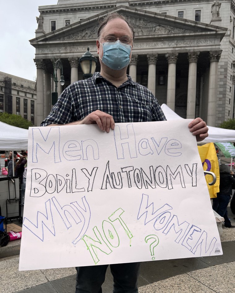 IMage: Abortion rights advocate Maynard Kent at a protest in New York's Foley Square.