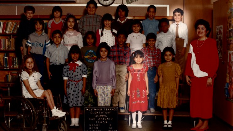 Jennifer and Christopher in their second grade class photo at Westwood Terrace elementary school in San Antonio, Texas.