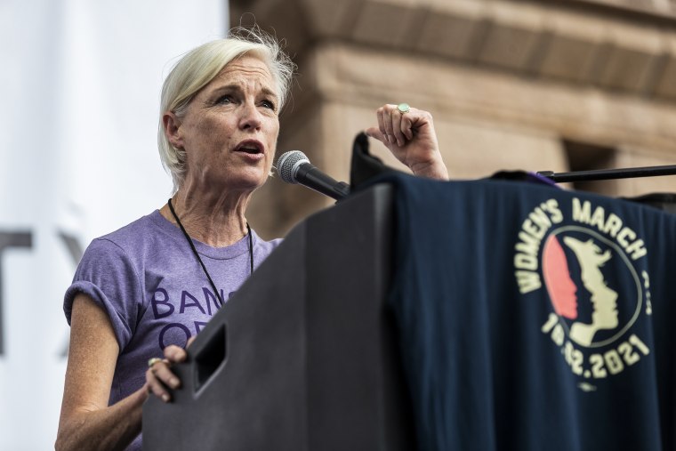 Cecile Richards speaks during the Women's March ATX rally on Oct., 2, 2021, at the Texas State Capitol in Austin.