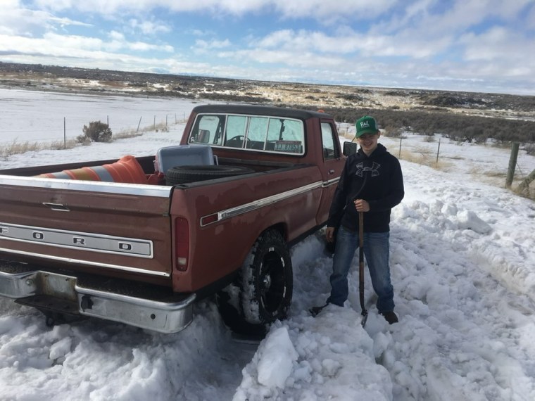 Dylan Rounds and his maroon Ford.