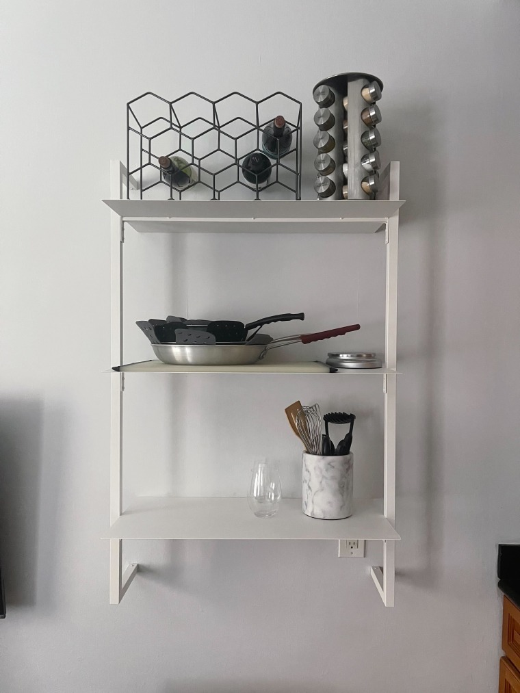 Justin Krajeski installed this Pottery Barn shelf in his apartment.