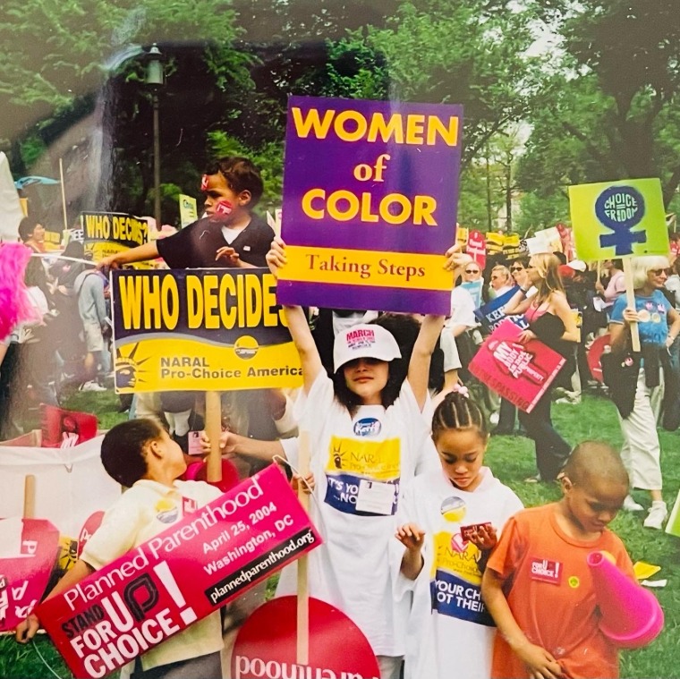 Natalie Johnson with the Edelin cousins at the March for Women's Lives in Washington, D.C. on April 25, 2004.