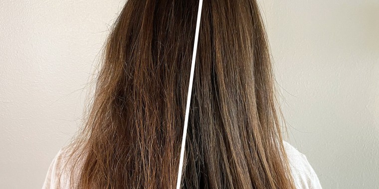 Before and after image of someones hair