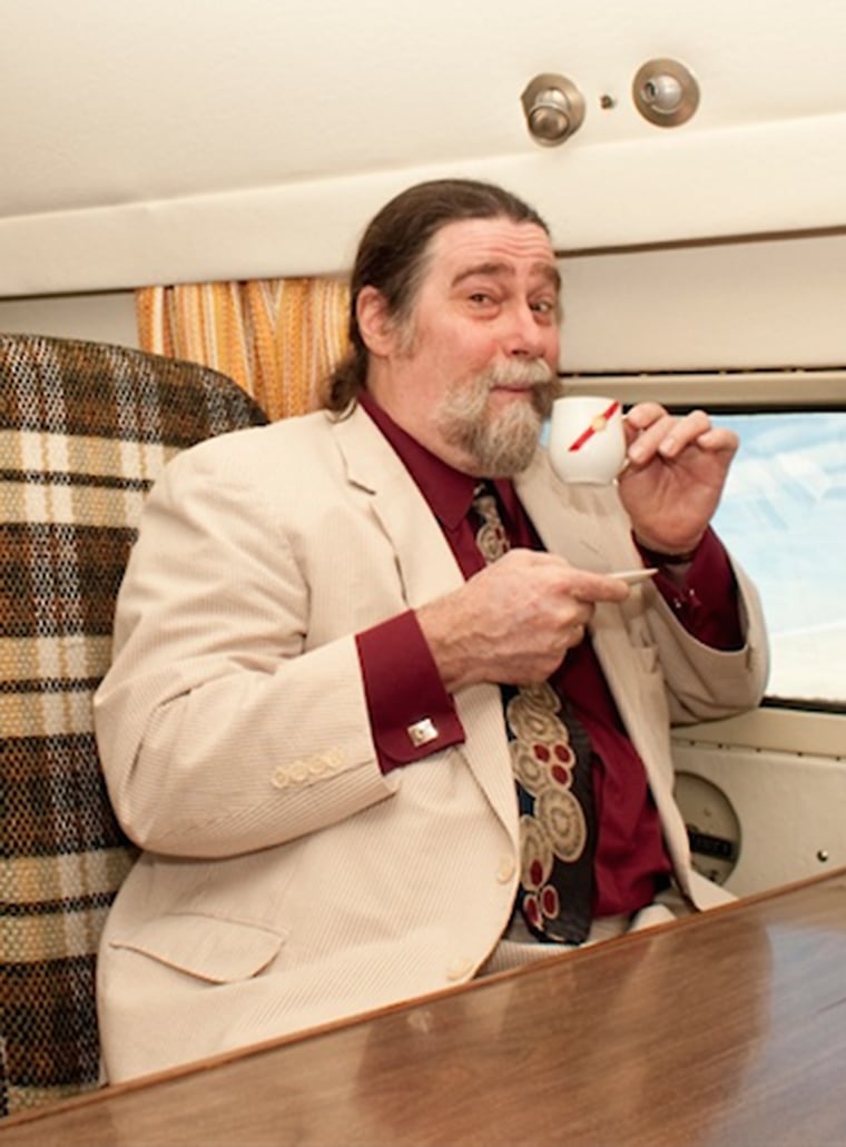 Food in Air and Space author Richard Foss aboard a restored DC-3 at the Flight Path Museum and Learning Center at LAX.