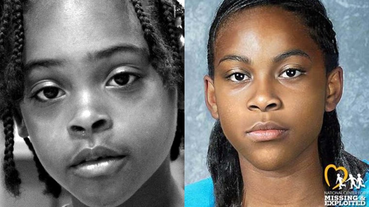 Left: Relisha Rudd (Source: Homeless Children's Playtime Project), Right: Relisha Rudd age progressed to 16 years old (Source: National Center for Missing and Exploited Children)