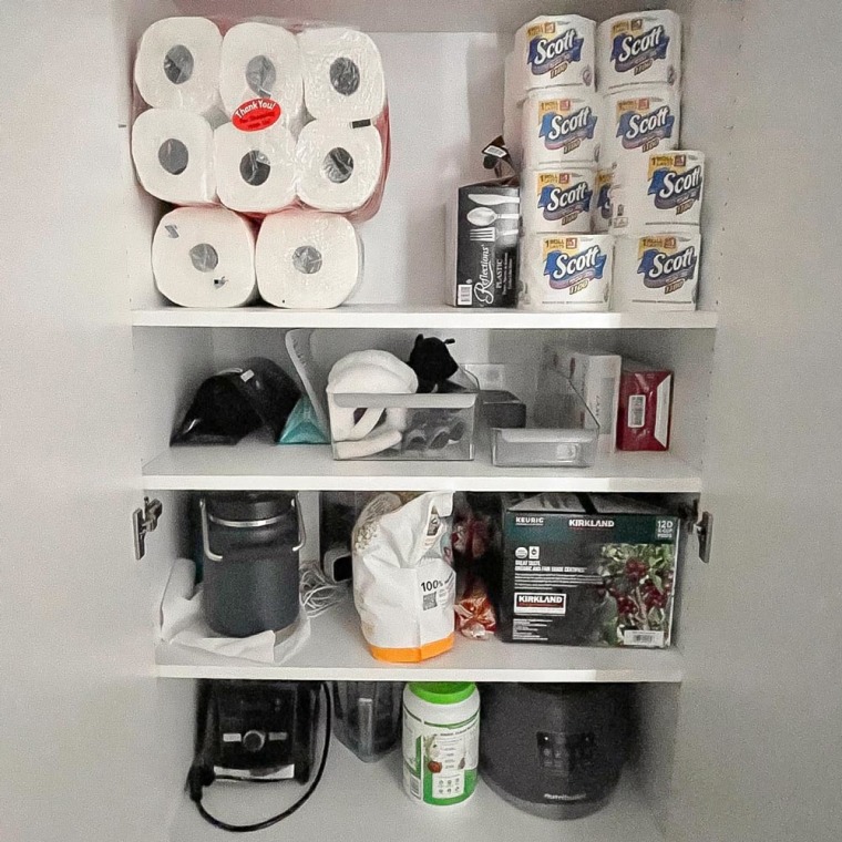 Inside a white pantry cabinet