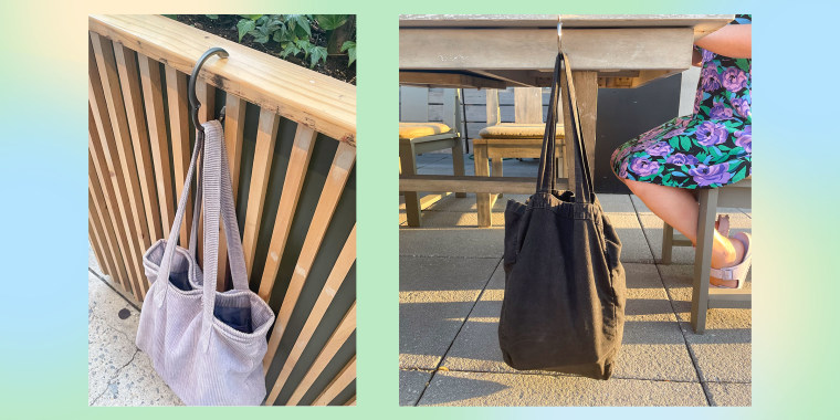 Two images of bags hanging off a Clipa2