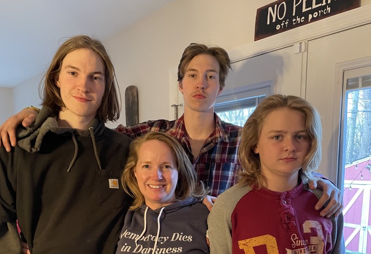 Author Jenn Folsom with her sons, left to right, Will, 20, Josh, 20, and Anderson, 15.