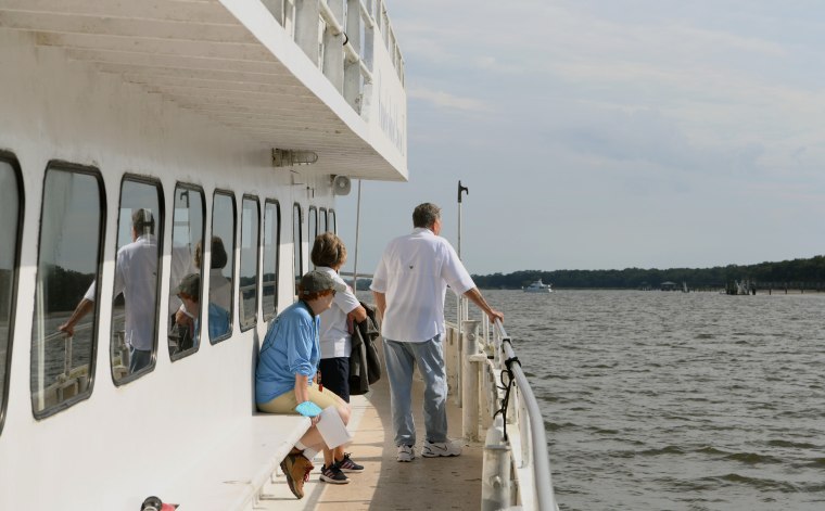 People onboard the Cumberland Island ferry in St. Marys, Ga., on July 8.